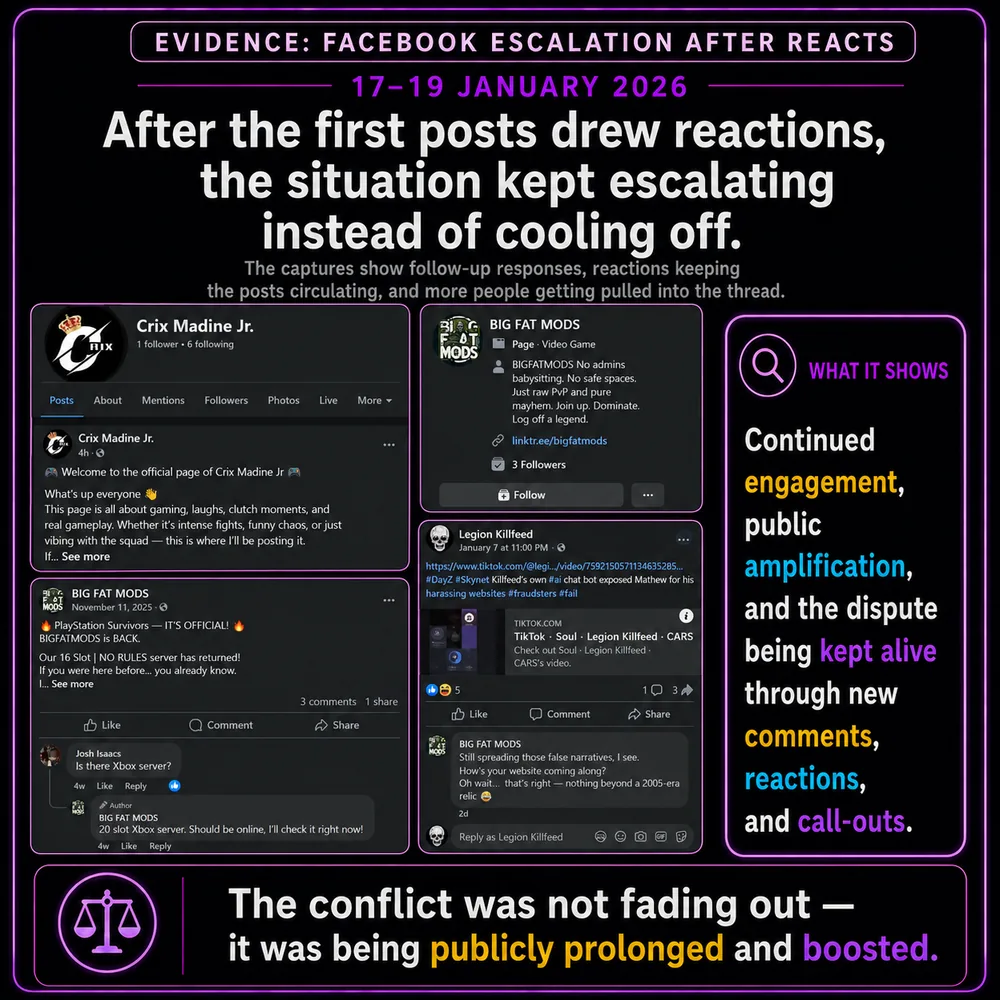 After the first post drew reactions, the situation kept escalating instead of cooling off. More comments, tags, and public reactions show the issue continuing after the initial post.